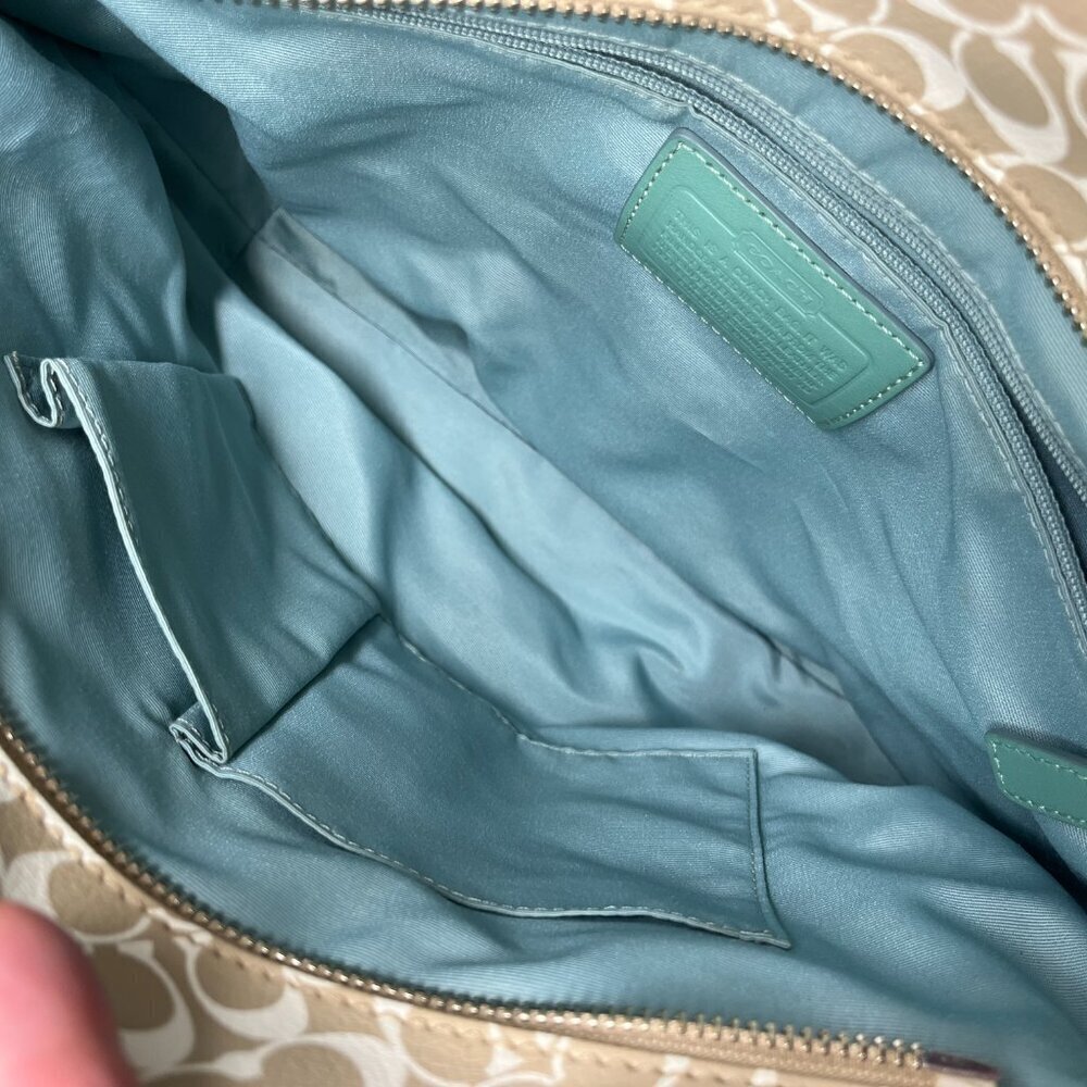 COACH Heritage Chelsea Tote Signature Tan Green F15137 - Picture 6 of 14